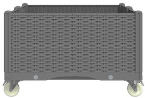 vidaXL világosszürke PP rácsos kerekes ültetőláda 100 x 80 x 54 cm