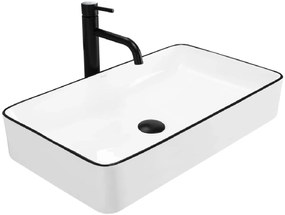 Rea Denis mosdótál 61.5x35 cm négyszögletes mosdótálak fehér-fekete REA-U6513