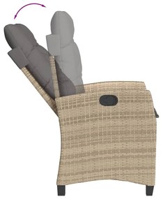 3 részes vegyes bézs polyrattan kerti étkezőgarnitúra párnákkal