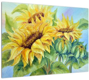 Virágzó napraforgó képe (70x50 cm)