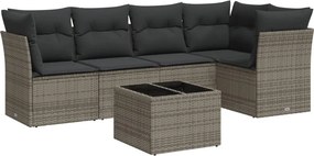 vidaXL 6 részes szürke polyrattan kerti ülőgarnitúra párnákkal