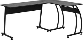 HOMCOM L-alakú Számítógép Asztal Tanuló Irodához Minimalista Modern Nagy Térrel 112,5x152x74 cm Fekete | Aosom