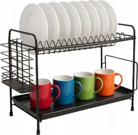 Szabadonálló pultra szerelhető mosogatószárító csepegtető edény fekete Aks