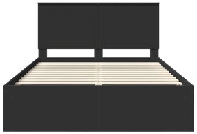 vidaXL Ágykeret fejtámlával fiókkal Fekete 150 x 200 cm Tömör fenyőfa
