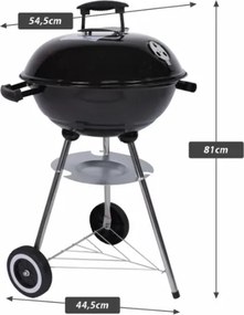 Kompakt faszenes golyósgrill  hőmérővel fekete