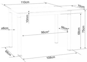 Damar W étkezőasztal 110 x 70 cm, márvány / fekete
