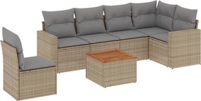 vidaXL 7 részes vegyes bézs polyrattan kerti ülőgarnitúra párnákkal