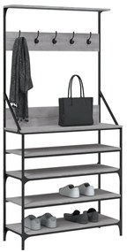 szürke sonoma ruhafogas cipőpolccal 90 x 34 x 184 cm