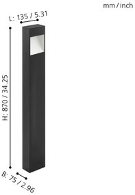 Eglo 98097 - LED Kültéri lámpa MANFRIA LED/10W/230V IP44 magasság 870