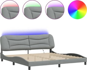 vidaXL világosszürke szövet ágykeret LED-ekkel matrac nélkül Hvar 200 x 200 cm