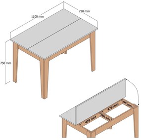 Étkezőasztal (4 fő részére) Kloe (dió + antracit). 1088952