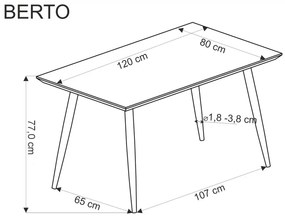 Berto étkezőasztal 120cm