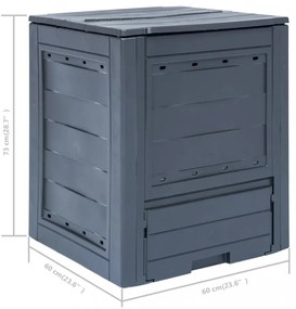2 db szürke kerti komposztáló 60 x 60 x 73 cm 520 liter