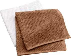 Fehér-terrakotta színű frottír pamut törölköző szett 2 db-os 50x50 cm Gourmet – douceur d'intérieur