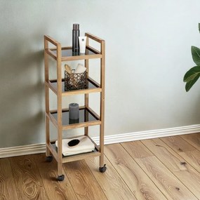 Fekete-natúr színű akácfa fürdőszobai polcos állvány 35x101,5 cm Fondi – Wenko