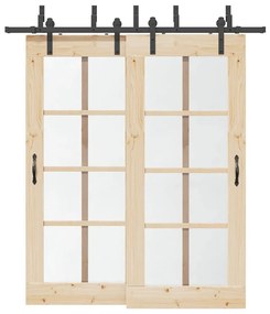 fekete acél tolóajtó fémszerelék készlet 200 cm