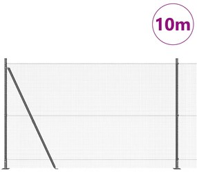 Hegesztett Drótkerítés 7 Flangás Oszlopokkal Szürke 1.5x10 m Acél
