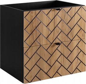 Fürdőszoba szekrény akasztható mosdó alá 60 tölgy halszálka front Mdf