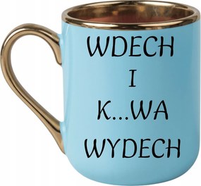 Elegáns bögre „Belégzés és k...kilégzés” arany rant és fül 330 Jas Kék