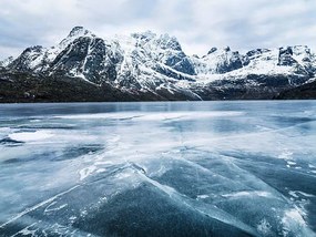 Művészeti fotózás Frozen water and mountain range on background, Johner Images, (40 x 30 cm)