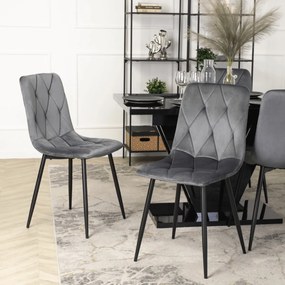 Étkezőgarnitúra 4 db. Székkel. Bővíthető asztal CLARK 120-160 + 4 db. Szürke étkezőszék. ROBIN