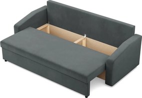 Zeus kanapéágy, bársony, bonell töltet, döntött kartámasz, szürke