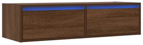 TV szekrény LED világítással barna tölgy 100X35,5x25 cm