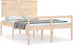 vidaXL tömör fa ágy időseknek fejtámlával 140x200 cm
