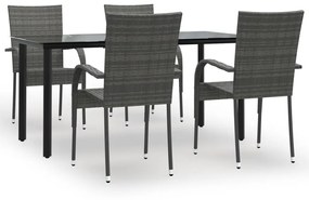 vidaXL 5 részes szürke kerti étkezőgarnitúra