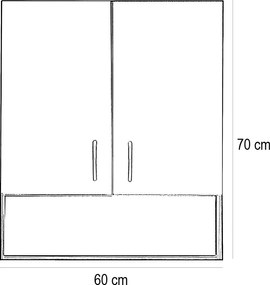Bianca Plus 60-as Faliszekrény 2 ajtóval, nyitott alsó résszel, magasfényű fehér színben
