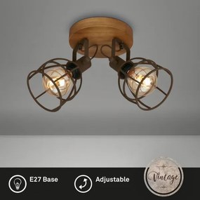 Brilo - Spotlámpa VINTAGE 2xE27/25W/230V barna