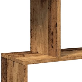 5 szintes antik fa színű fa elválasztó könyvespolc 70x24x161 cm