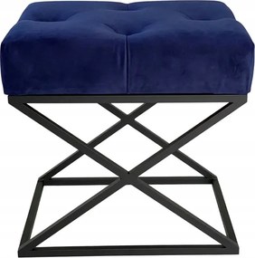 Pad kárpitozott puff fém X sötétkék fekete