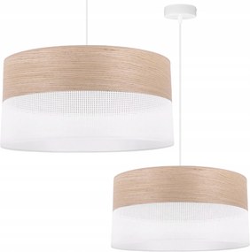 Mennyezeti Lámpa Függeszték Csillár Fehér Loft Lámpabúra Tölgy Furnér 44CM