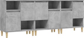 vidaXL 3 db betonszürke szerelt fa tálalószekrény 60 x 35 x 70 cm