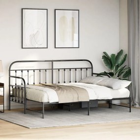 Kihúzható ágykeret fekete 75x190 cm acélból
