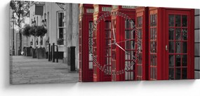 Kép - Londoni telefonfülkék (órával) (90x30 cm)