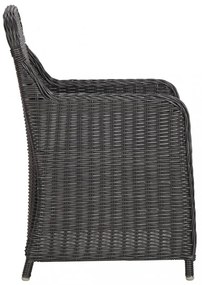 3 darabos fekete polyrattan kerti bisztrószett párnákkal