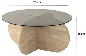 Bubble Travertine konferenciaasztal sötét üveggel