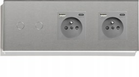 Érintőkapcsoló DUPLA+2 Aljzat Usb-c Üveg