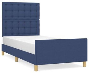 kék szövet ágykeret fejtámlával 80 x 200 cm