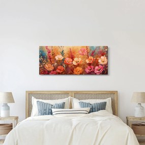Kép - Virágos rét, festmény (120x50 cm)