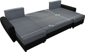 Univerzális ülőgarnitúra, szürke/fekete, DAKAR NEW U