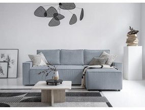 Világosszürke kordbársony kinyitható sarokkanapé (variálható) Brave Dave – Miuform