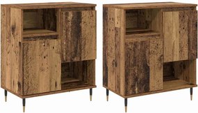 vidaXL Oldalszekrények 2 pcs Régi fa 120 x 35 x 70 cm Faanyag
