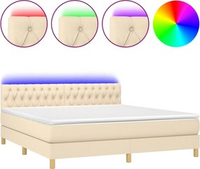 vidaXL krémszínű szövet rugós és LED-es ágy matraccal 160x200 cm