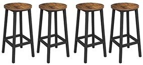 4 darabos bárszék szett, konyhai ülőke, acélvázzal, 65 cm, rusztikus barna és fekete