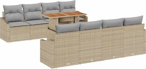 vidaXL Kerti Kanapé Szett tárolóval 9 pcs Bézs Poli rattan