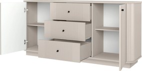 Vesper komód 160 cm fiókokkal lábazaton - kasmír / fekete fogantyúk