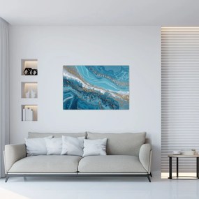 Kép - Világoskék márvány arannyal I. (90x60 cm)